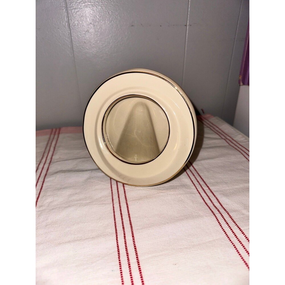 Vintage Lenox 5" Round Picture/Photo Frame Ivory & 24K Gold